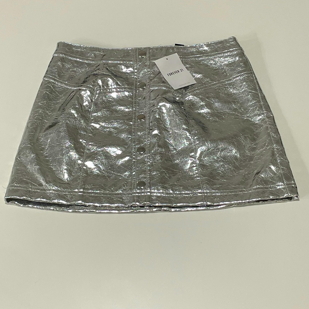 Forever 21 silver Metallic Faux Leather Skirt